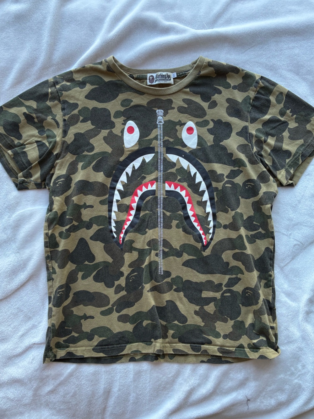 Camo Shark Graphic T Shirt XXS XS Streetwear BAPE Style Oversized Tee